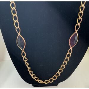 VTG NAPIER GOLD TONE METAL CHAIN WITH TWO MARQUISE SHAPED BLACK ENAMEL STAT